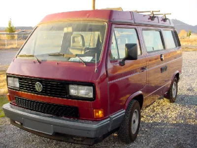 Maroon VW Vanagon Westfalia